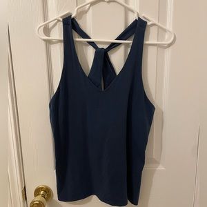 Athleta cotton tank top, navy blue, size small
